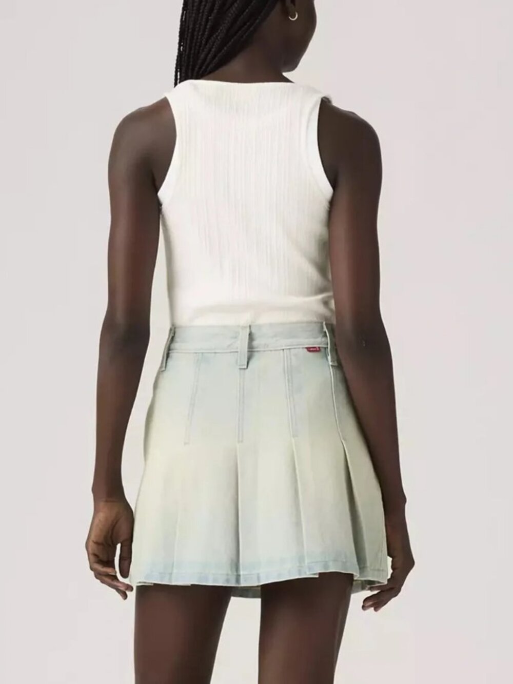 NEW! Levi's Pleated Denim Mini Skirt Size 12-14 (Levi's Size 32) - Picture 2 of 14